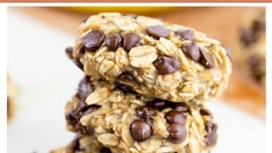 3 chocolate chip cookies stacked