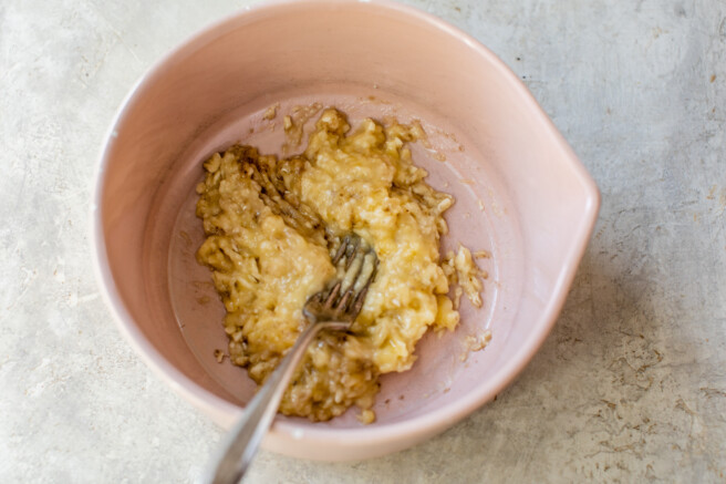 mashed banana in a bowl