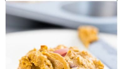 apple protein muffin served with almond butter