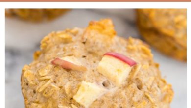 apple protein muffins on a marble counter