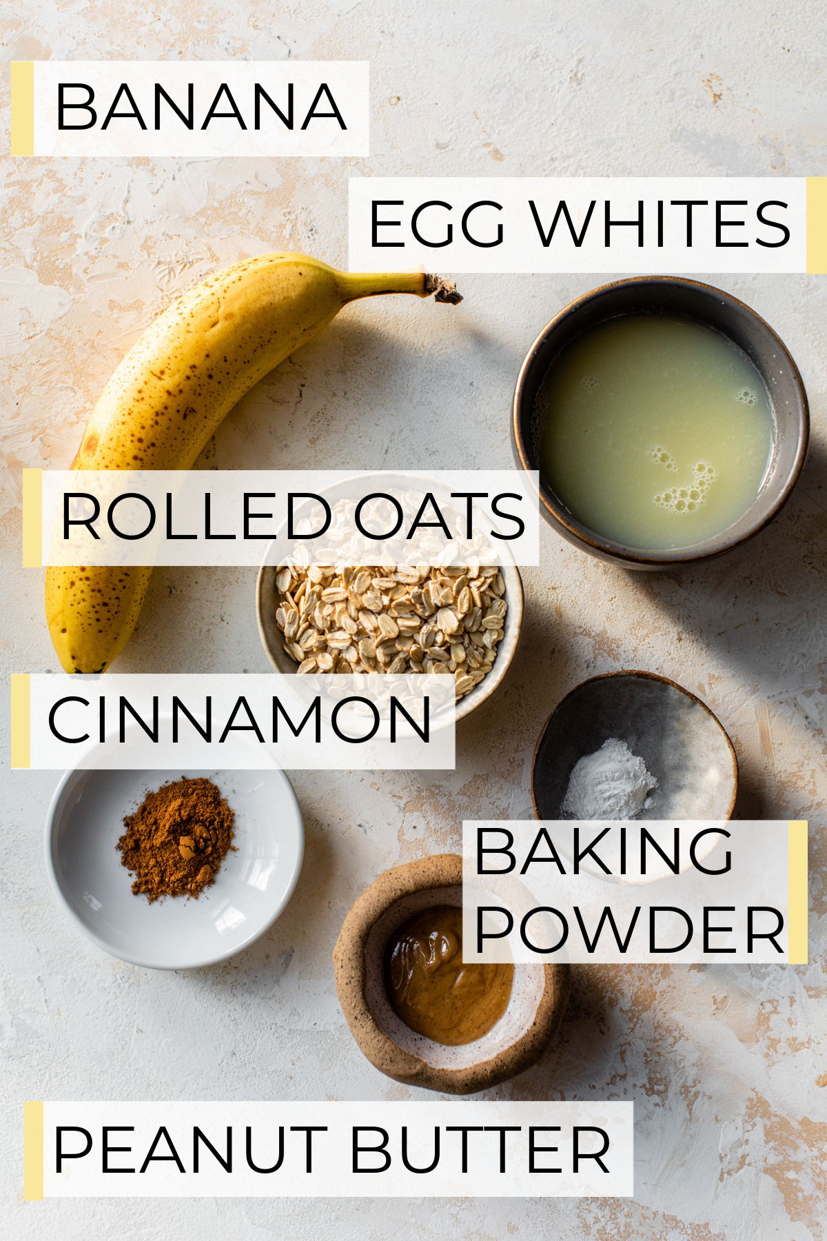 ingredients for banana peanut butter protein pancakes