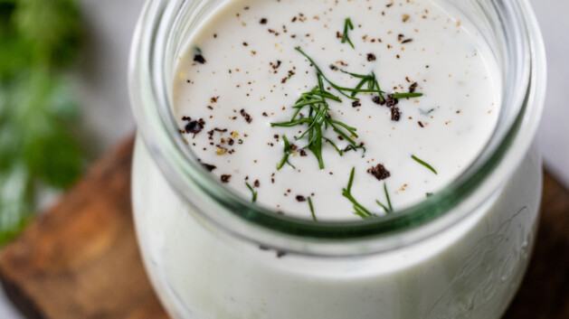 buttermilk ranch dressing in a jar