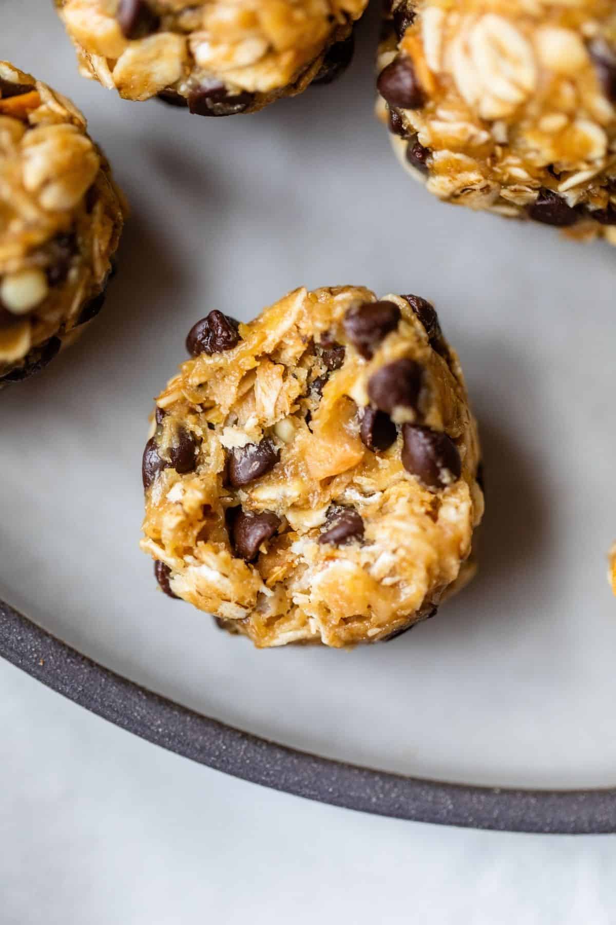 an energy ball with a bite taken out