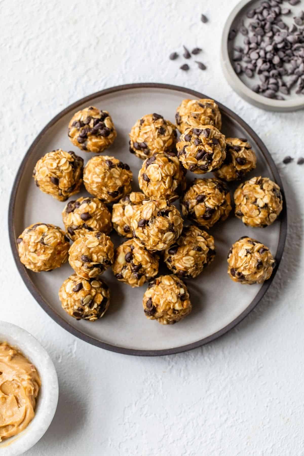 oatmeal energy balls on a plate