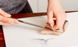 removing skin from fish