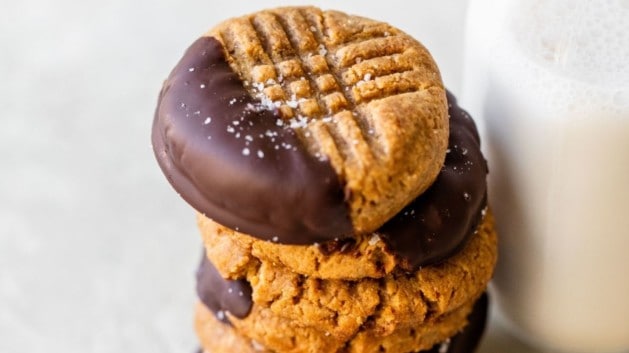 stacked flourless peanut butter cookies