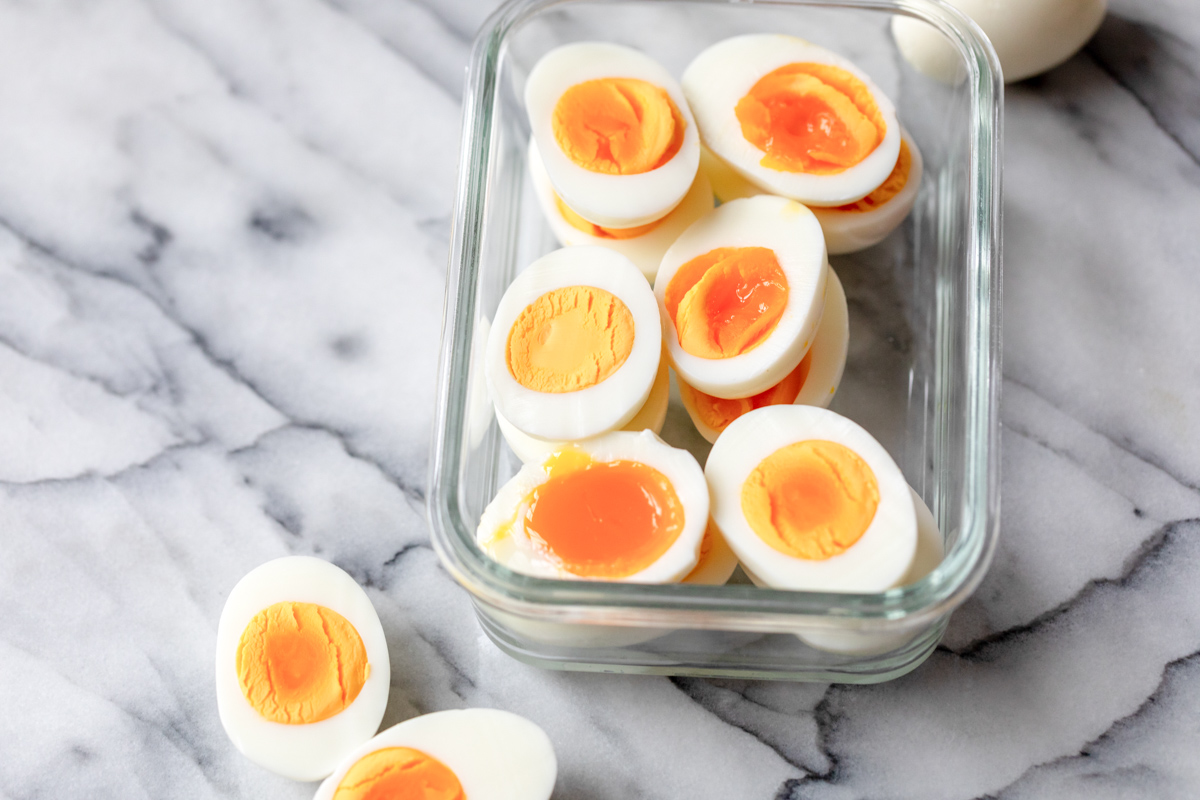 hard boiled eggs in a meal prep container