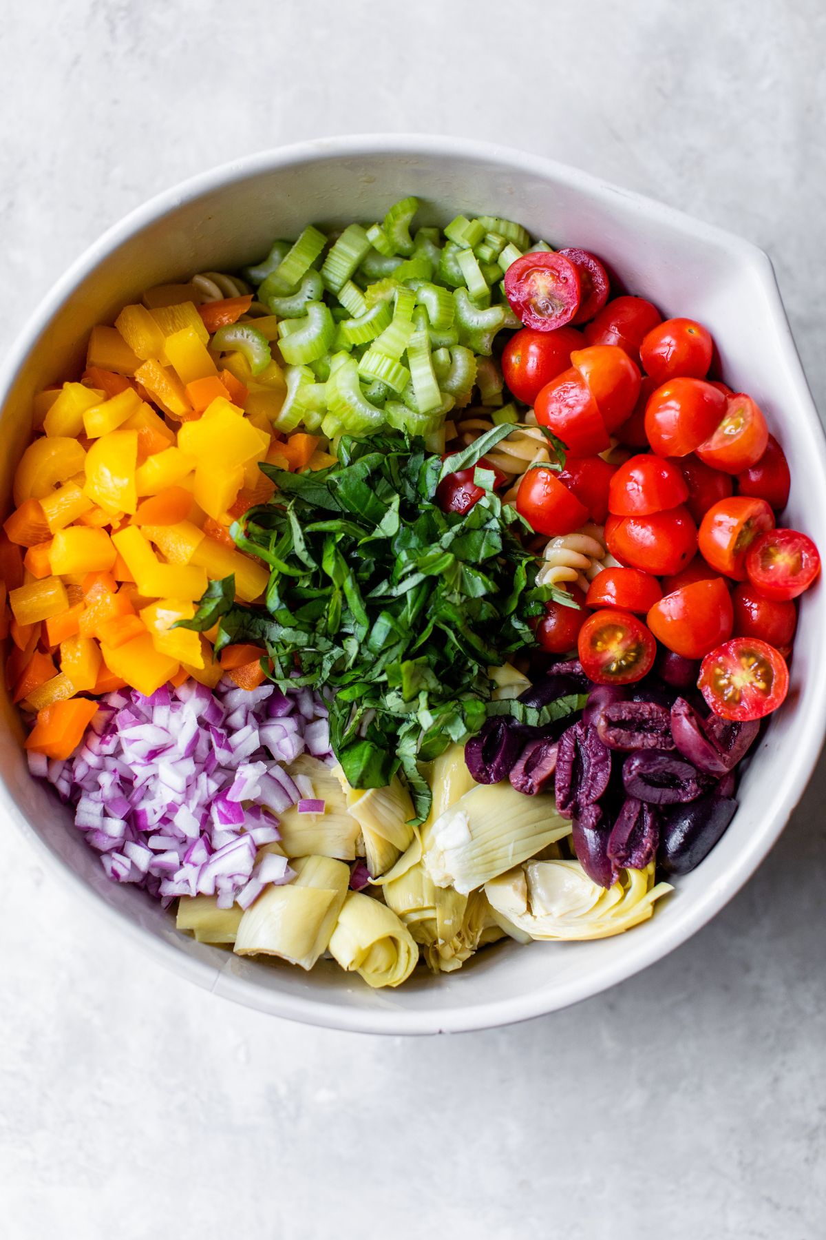 Colorful veggies in a bowl.