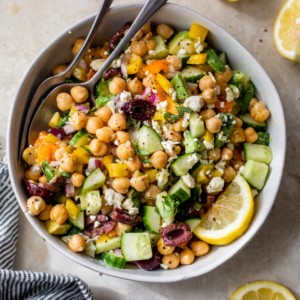 mediterranean chickpea salad in bowl