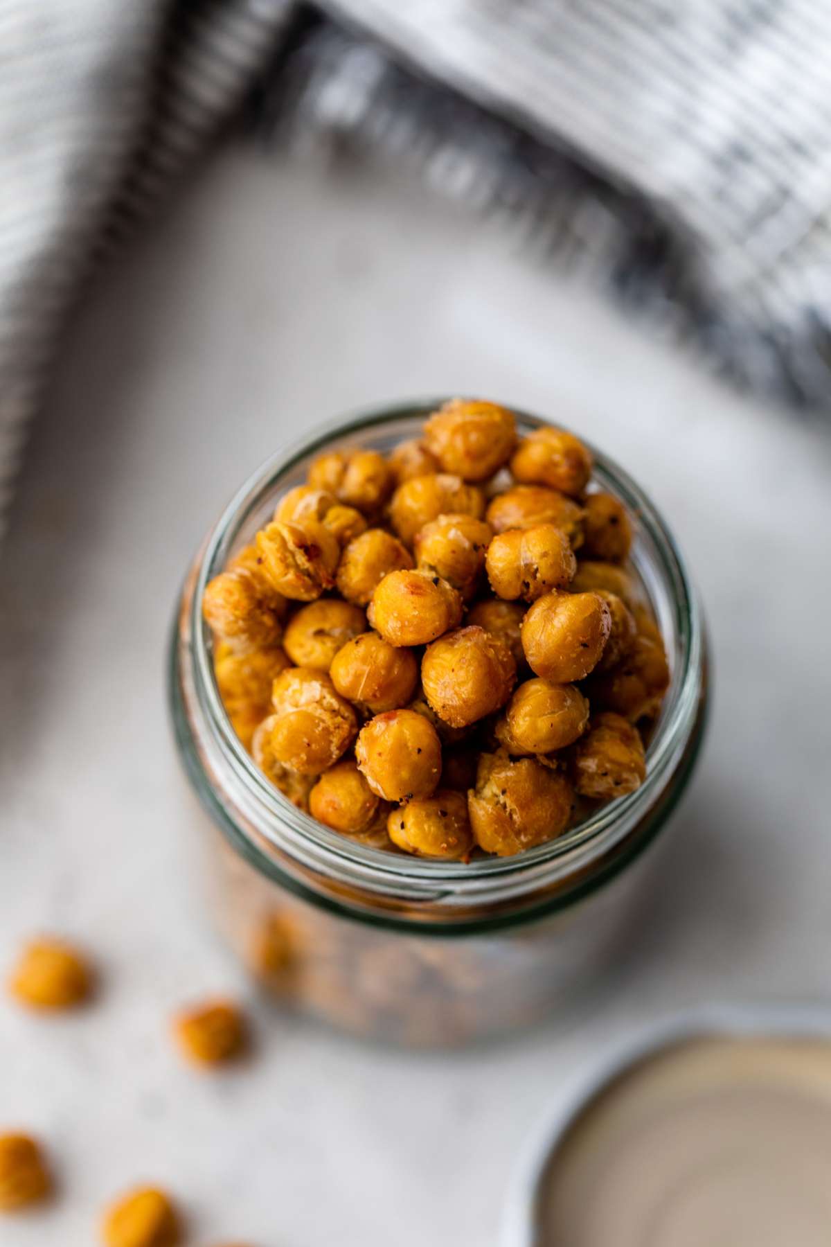 Chickpeas in a small mason jar.