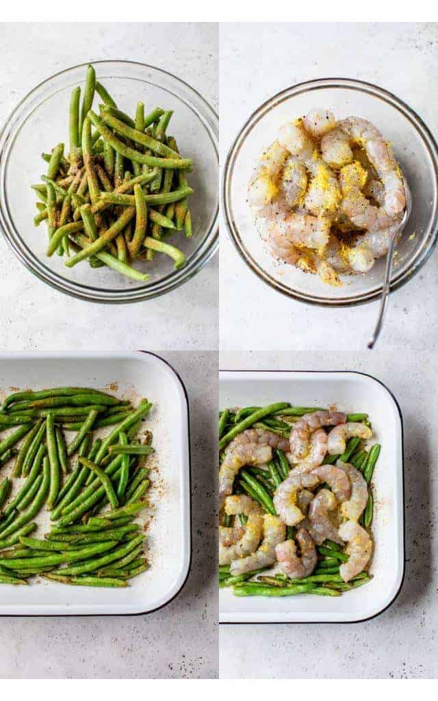 steps to making roasted shrimp and green beans