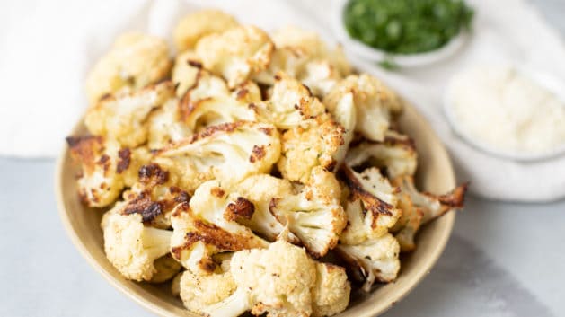 roasted cauliflower in white bowl