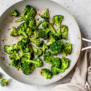 broccoli with garlic in saute pan