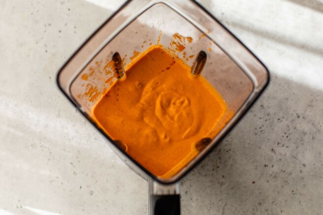 Creamy sauce in a blender.