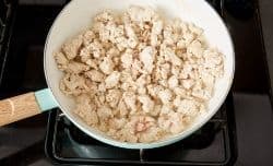 cooked ground turkey in a skillet